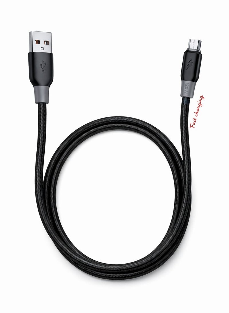 اكس - بلس كابل شحن سريع X-Plus USB إلى مايكرو يو اس بى 120W 6A بطول 1 متر – كابل مايكرو يو اس بى شاحن جوال فاست تشارج  متين نقل بيانات للهواتف الذكية والأندرويد - Image 2